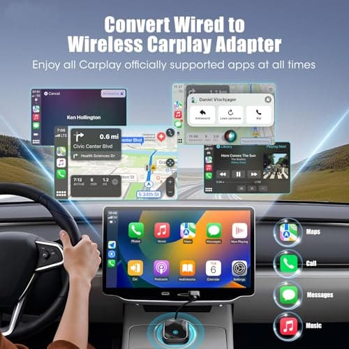 2in1 Wireless Carplay Adapter for iPhone Android,for Toyota/Honda/Cadillac/Ford/Chevrolet/Jeep Carplay,Plug Play Automatic Reconnect,Convert Wired to Wireless Bluetooth Carplay Dongle(USB A/C)06d - Thumbnail 6