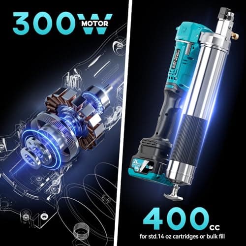 Bluebow 21V Cordless Electric Grease Gun Kit - 12000 PSI High Pressure, 7.05 oz/min, Variable Speed Trigger, LED Light, 2×4000 mAh Batteries, 39.4" Flexible Hose, Pressure Relief Valve - Thumbnail 4