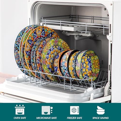 vancasso 12 Pieces Dinnerware Sets, Plates and Bowls Set, Porcelain Dishes Set for 4, Microwave and Dishwasher Safe, Scratch Resistant, Bohemian Style Dining Ware Service for 4, Series SIMI - Thumbnail 4
