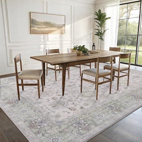 Vanmoos 5x7 Area Rugs for Living Room, Bedroom - Machine Washable, Non-Slip Bedside Rug, Large Soft Floor Carpet for Office, Dining Room, Farmhouse and Home Decor, Cozy Elegance/Green - Thumbnail 2