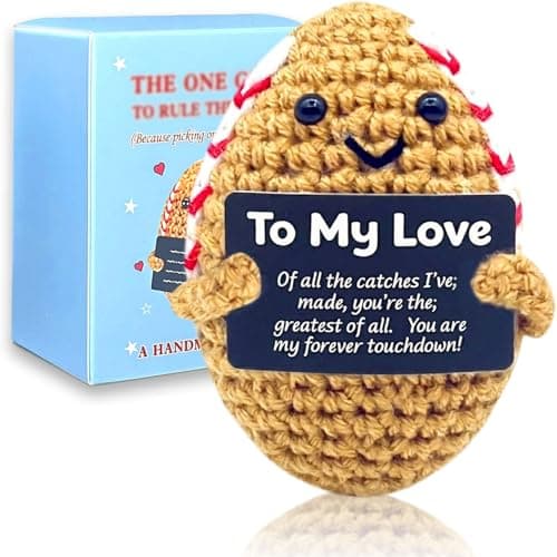 Kenoerd to My Love,Emotional Support Pickle,Handmade Crochet Thinking of You Gifts for Boyfriend Girlfriend,Positive Potato Funny Birthday Gift for Women Men Coworker,Stress Relief Desk Decor - Image 1