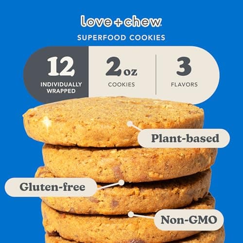 Love + Chew Soft Baked Vegan Cookies, Gluten Free, 7-10g Plant Based Protein Per Cookie, Healthy Snacks, Individually Wrapped Chocolate Cookies, Chocolate Lover Variety Pack, 12 Pack - Thumbnail 2