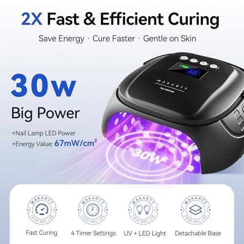 Makartt Professional UV Nail Light with Handle 30W Rechargeable Nail Dryer - Thumbnail 2