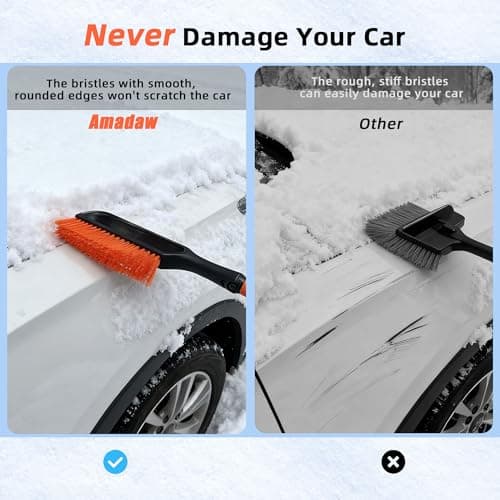 AMADAW 27" 2-in-1 Snow Brush and Ice Scrapers for Car Windshield [Military-Grade Rugged Durability] Removable for Easy Storage, Suitable for Sedans, SUVs and Trucks（Orange） - Thumbnail 4