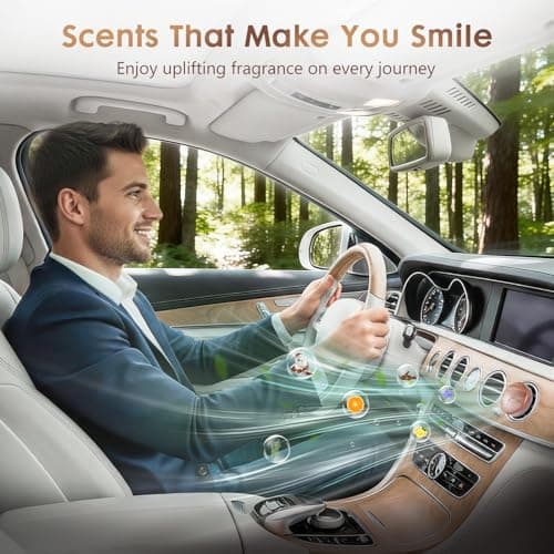 PERPOTAO Wooden Car Air Freshener Vent Clip, Refillable Essential Oil Diffuser with Long-Lasting Natural Scent, North American Walnut & Metal Auto Deodorizer, Includes 2 Clips + 4 Plaster Refills - Thumbnail 6
