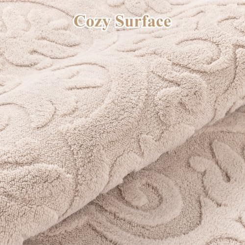 U'Artlines 8x10ft Washable Area Rug for Living Room, Neutral Beige Modern High-Low Pile Rug for Bedroom, Non Slip Soft Cozy Fluffy Large Floor Carpet for Dining Area, Kids Nursery Room - Thumbnail 3
