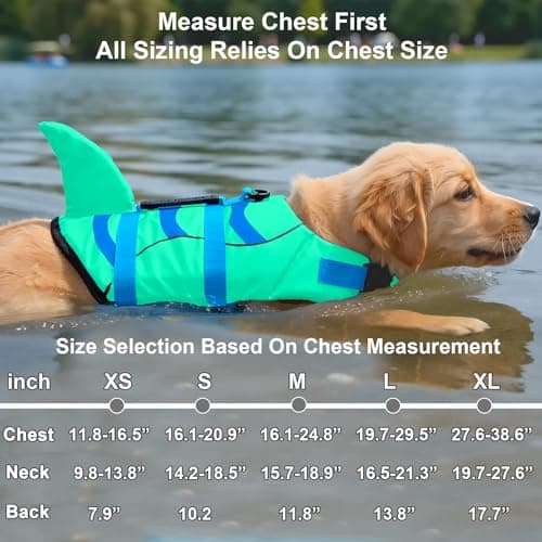 Fragralley Shark Dog Life Jacket, Easy to Put on Dog Life Vest for Swimming and Boating, Vibrant & Adjustable Dog Life Preservers for Small Medium Large Dogs, Suit to Swim, Fish, Beach, Surfing - Thumbnail 3