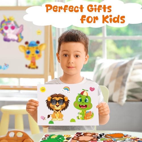 Stickers for Kids - 48 Sheets 8.6" X 5.8" Party Favors Animal Make a face Stickers Crafts Goodie Bags Stuffers Activities Gifts for Kids Toddler Grandkids Birthday School Classroom Supplies - Thumbnail 5