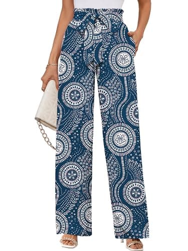 KORSIS Wide Leg Women's Lounge Pants Lightweight High Waisted Flowy Work Elastic Casual Outfits Trousers with Pockets (S-2XL) - Image 1