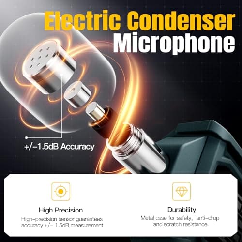 Decibel Meter, Goldeep SL750A Digital Sound Level Meter 30-130dB, A/C Weighted DB Meter with dB/SONE, Fast/Slow, MAX/MIN, LCD Sound Meter for Home, Office, Factory, Neighbor Noise - Ginger Yellow - Thumbnail 3