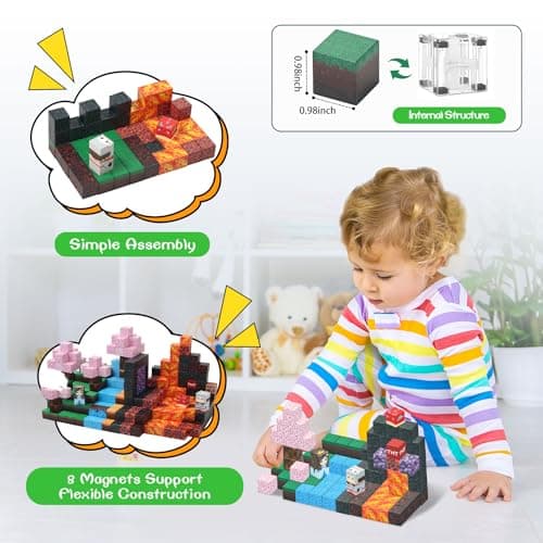 SKTMYY Magnetic Blocks-100PCS Build Magnet Toys Set Magnetic Building Blocks, STEM Sensory 0.98” Magnet Cubes for Kids Toddlers for Boys & Girls Ages 3 4 5 6 7 8 9 10 12 - Thumbnail 4