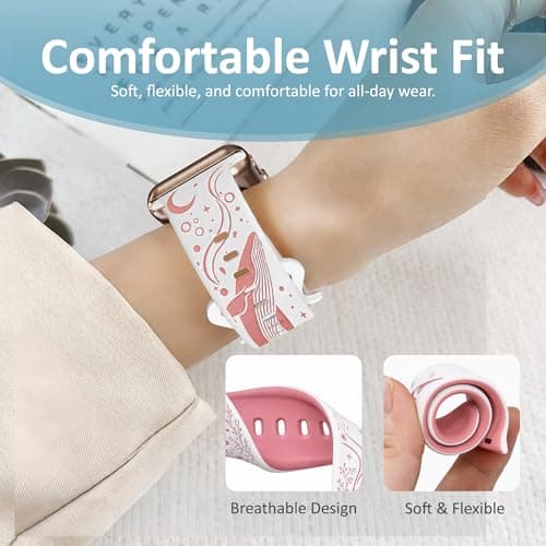 HATILP Whale Engraved Band Compatible with Apple Watch 38/40/41/42mm, Two-Layer Sculpted Ocean Design Soft Silicone Strap for Women, Series 11 10 SE Ultra 9 8 7 6 5 4 3 2 1 - Thumbnail 4