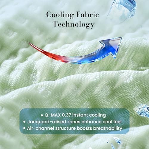 Amélie Home Premium Cooling Waffle Reading Pillow, Qmax>0.37 Ergonomic Backrest Support with Pocket & Handle, Breathable Lounging Pillow for Bed Sofa Floor Summer, 17 Inches, Sage Green - Thumbnail 5