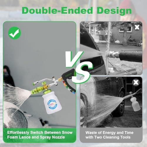 DUSICHIN Foam Cannon Pressure Washer Gun Kit 4000 PSI Double Tip Attachment, Dual-Connector Accessory Soap Cannon,Car Wash Foam Gun Snow Foam Lance 1/4 Inch Quick Connector,7 Sprayer Nozzles DUS2904 - Thumbnail 3