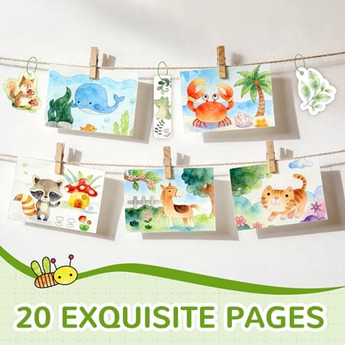 YPLUS Paint with Water Coloring Book for Toddlers, Mess Free Watercolor Painting Set with Brush, 26 Pages & 8 Color Palettes, DIY Art Craft Travel Toy Gift for Kids Ages 1-3 2-4 4-6 (Animals) - Thumbnail 5