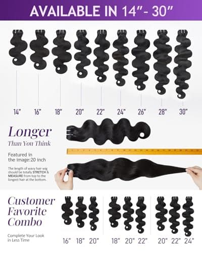 IVA 16A Body Wave Bundles Human Hair, 100% Raw Human Hair Bundles 22 24 26 28 Inch, Triple Lifespan, No Tangle No Shedding, Repeated Washes Maintain Silky Texture - Thumbnail 6