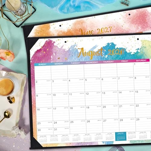 Desk Calendar 2026-2027 - 2026-2027 Desk Calendar Large, Jul 2026 - Dec 2027, 22" x 17" Large Calendar 18 Months with Corner Protectors, Desk Pad, To-Do List, Desk/Wall Calendar - Multicolor Waterink - Thumbnail 2