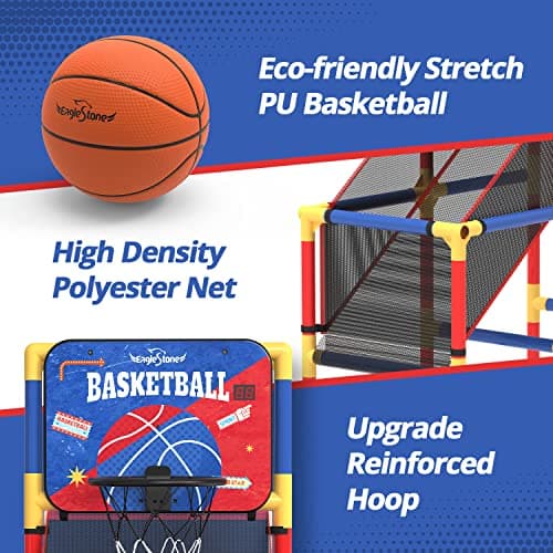 EagleStone Kids Arcade Basketball Game with Electronic Scoreboard and Cheer Sounds, Indoor Outdoor Basketball Hoop with 4 Balls, Game Toy Gift for Ages 3-12 Boys and Girls - Thumbnail 4