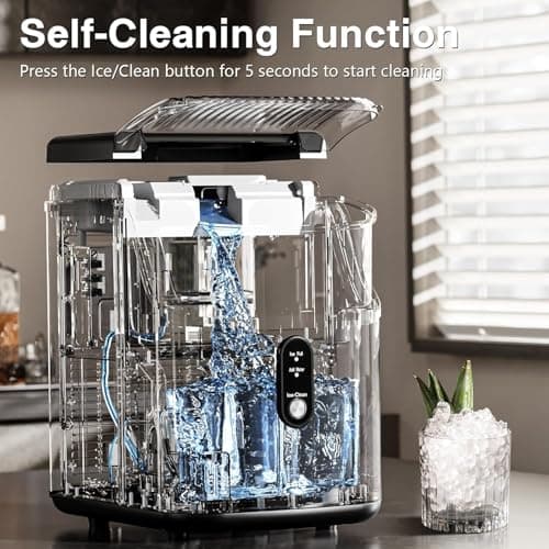 Antarctic Star Nugget Ice Makers Countertop, Portable Ice Machine with Ice Scoop & Basket, 34Lbs/24H, Self-Cleaning, One Click Operation for Camping/RV/Party (Stainless Steel Black) - Thumbnail 5
