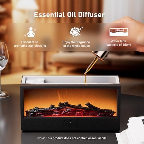 Fireplace Flame Air Diffuser Humidifier,7 Colors Aromatherapy Essential Oil Diffuser, Ultrasonic Aroma Humidifier with Remote Control & Timer - Thumbnail 5
