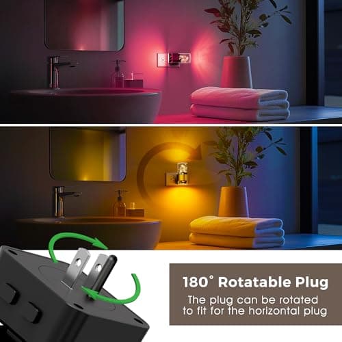 L LOHAS LED Night Lights Plug into Wall,[2-Pack] Dusk to Dawn Nightlight,9 Colors Changing,Adjustable Brightness,Acrylic Decorative Night Lights for Bathroom,Wedding,Birthday Gift - Thumbnail 4