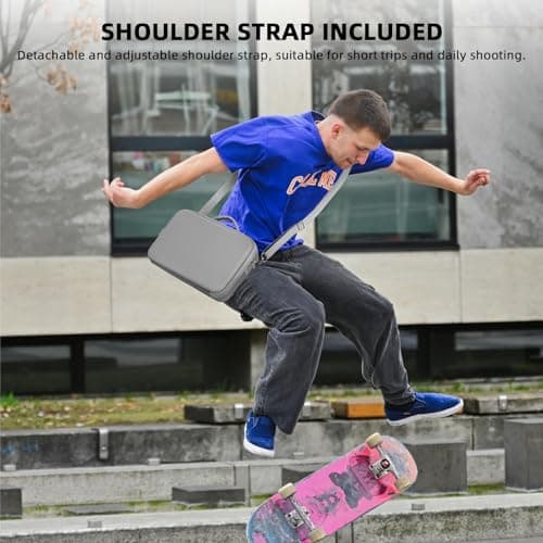 Flymile Carrying Case for Insta360 X5/X4 Air Camera, PU Portable Shoulder Large Hard Shell Bag – Protective Travel Storage Case for Bullet Time Handle/Selfie Stick and Other Accessories, Gray - Thumbnail 6