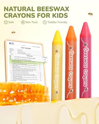 JUPITEARTH 24 Non-Toxic Beeswax Crayons, Jumbo Crayons for Toddlers 1–3, Silky & Washable, Easy to Hold & Safe for Kids, Mess-Free Coloring for Preschool Art Supplies, Ages 2–4 & 4–8 - Thumbnail 2