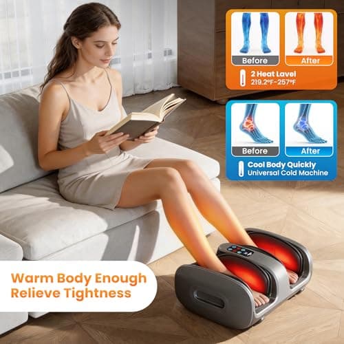 Foot Massager, Electric Shiatsu Foot and Leg Massager with Heat and Cooling, Deep Kneading Foot Massage Vibration , Adjustable Mode & Intensity, Timer Auto Shut-Off, Home Relaxation Gift for Men Women - Thumbnail 4