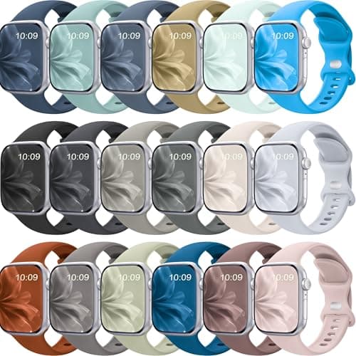 18 Pack Silicone Bands Compatible with Apple Watch 38mm 40mm 41mm 42mm 44mm 45mm 46mm 49mm Women Men, Soft Waterproof Replacement Wrist Sport Band for iWatch Series 11 10 9 8 7 6 5 4 3 2 1 SE Ultra - Image 1