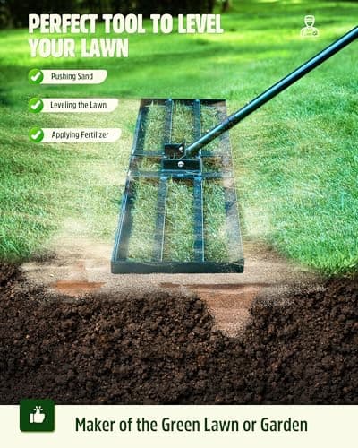 Lawn Leveling Rake,Stainless Steel Lawn Leveler with 45”x10” Ground Plate, 78” Adjustable Long Handle, Heavy Duty Large Level Yard Tool for Grass, Golf Field, Level Soil or Dirt Ground Surfaces-Green - Thumbnail 3