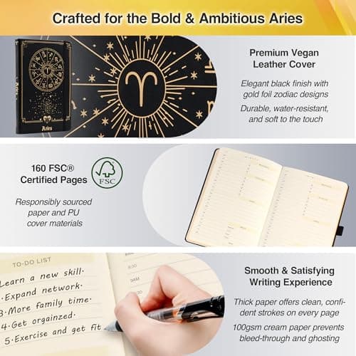 AuroPlanner Aries Zodiac Undated Planner – Monthly Weekly Daily Astrology Portable Journal Notebook, A5 (5.8” × 8.3”), 160 Pages 4-Month Layout, 100 GSM Paper - Thumbnail 6