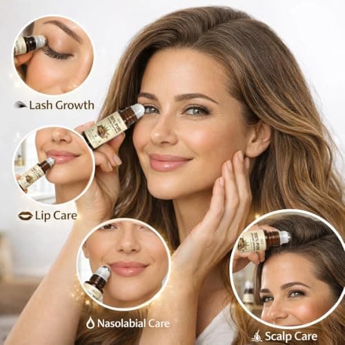 Jeirrzi Organic Castor Oil Roll-On | 100% Pure for Skin, Face, Brows| Hexane-Free,Cold Pressed Glass Bottle Mess-Free Dual Applicator (One for Face, One for Body) Travel Size 2 x 1fl oz - Thumbnail 3