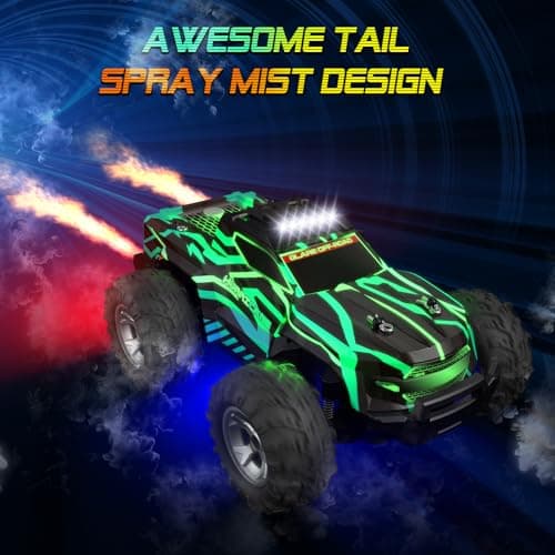 Resosese Remote Control Car for Boys, 1:16 Scale All Terrain RC Cars,High Speed 25Km/h Fast Car with Colorful Led Light and Spray RC Truck,Toy Car Gift for 6 7 8 9-14 Year Old Boys - Thumbnail 4