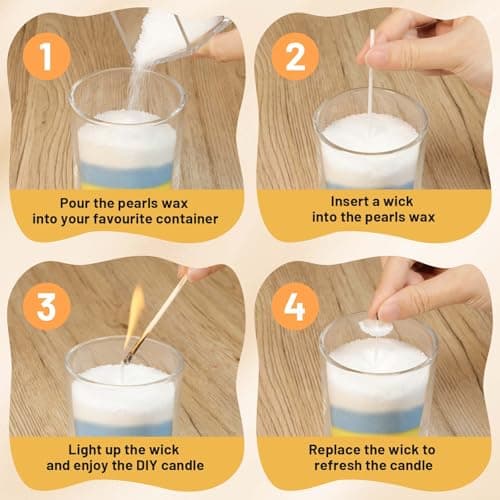 STRN Pearled Candle Sand Wax with 20 Wicks, 7 Scented Candle Beads, Candle Refill Kit, Home Fragrance Decoration for Candle Making DIY, Wedding Party - Thumbnail 4