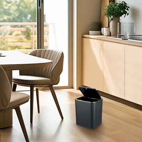 Bathroom Accessories Set-9PC Set with Toilet Brush, Trash Can, Soap Dispenser, Q-Tip Holder | Modern Home Bath Essentials (Black, Bath Set) - Thumbnail 6