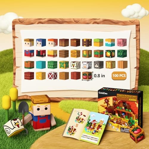 idoot 100PCS Magnetic Building Blocks Set, Farm Themed Kids Magnetic Blocks STEM Toys, Montessori Education for Boys and Girls, Christmas and Birthday Gifts for 3 4 5 6 7 8 9 10 11 12 Years Old - Thumbnail 2
