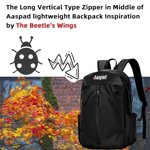 Aaspad Laptop Backpack for Men and Women Lightweight Daypack Slim Sturdy Business Offices Knapsack Daily Commute Necessities (Black) - Thumbnail 2