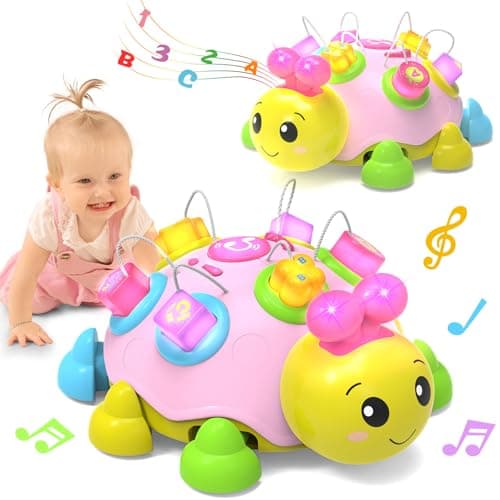 Holaxander Baby Musical Ladybug Crawling Toys,Baby Toy 6-12 Months with Light-up Music, Early Educational Learning Toy, Infant Gift Toys for 7 8 9 10 11 Months 1-2 Years Old Newborn Girls (Pink) - Image 1