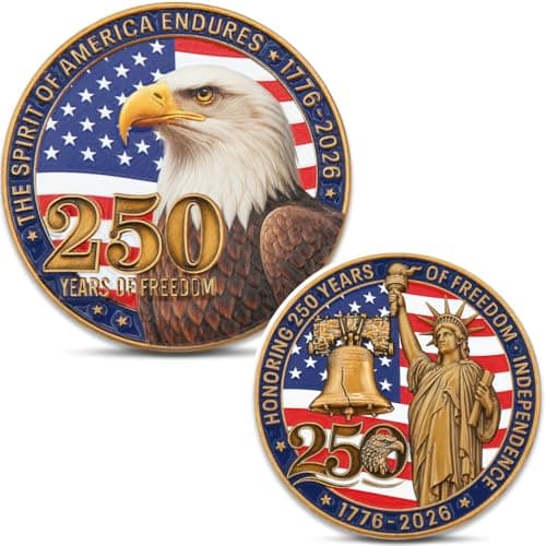 USA 250th Anniversary Commemorative Coin,Patriotic Bald Eagle & Statue of Liberty Design with U.S. Flag and Liberty Bell,1776–2026 America 250 Years of Freedom Coin - Image 1