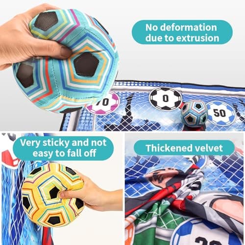 Anehono Soccer Ball Game Mat Set, Sticky Soccer Ball Indoor Target Toss Party Game, Sports Toys and Gift for Kids Boys Girls for 3 4 5 6 7 8 Year Old Boy Toys Birthday - Thumbnail 3