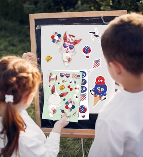 4th of July Stickers – 24 Sheets Patriotic USA Flag & Fireworks Decorative Stickers for Independence Day Party Decorations, DIY Crafts, Gift Wrapping & Scrapbooking - Thumbnail 4