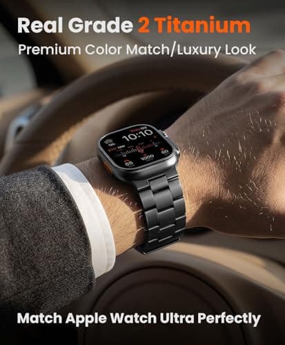 FiNESTONE CRNS-PRO Titanium Band for Apple Watch Ultra Band 3/2/1 49mm & Series 11/10 46mm, Scratch Resistant & Easy Adjust Ultra Watch Band for Men,iWatch Metal Watch Strap,Valentines Day Gifts for Men - Thumbnail 4