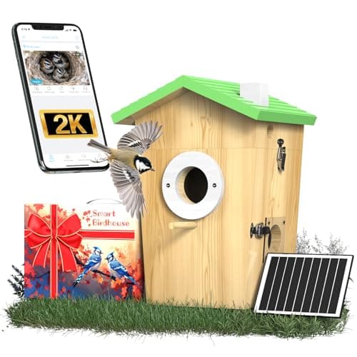 BirdoorKam Bird House with Camera,2K HD No-Glow Night Vision,Isolated Camera Bay & 3 Entry Panels,Motion Alerts, Solar Powered Bird Nest Box for Backyard Bird Watching