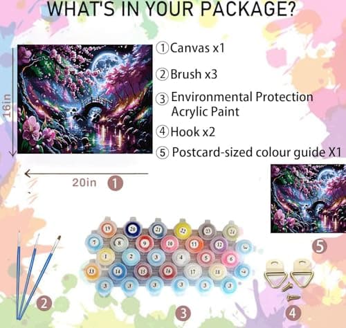 igoodom Paint by Numbers Kit for Adults Beginner, Landscape Adult Paint by Number Kits on Canvas, DIY Adults' Paint-by-Number Kits for Gift Home Wall Decor 16x12inch - Thumbnail 5