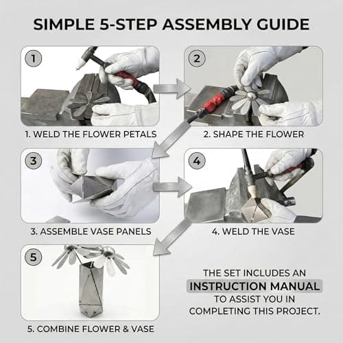 CMLDGIA Two 3D Daisies and One Vase Welding Practice Kit for Beginners DIY 201 Stainless Steel Tack Welding Project Metal Art Coupons for Tig Mig Welding Projects Metal Craft Kit (3D Daisy Style) - Thumbnail 5