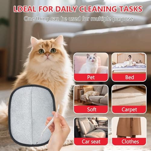 sonluk 2PCS Pet Hair Removal Glove for Dogs&Cats,Upgraded 5-Finger Electrostatic Magic Brush Reusable Pet Hair Remover Glove for Laundry,Carpets,Sofa Gaps and Car Seats(Red) - Thumbnail 5