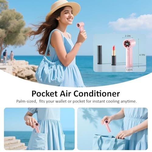 HandFan 4000mAh Portable Handheld Turbo Fan, High Speed Mini Personal Fan, Rechargeable Hand Fans, 100 Speeds Adjustable, Digital Display, Purse Accessories for Travel, Concerts Outdoors(Gloss Pink) - Thumbnail 4