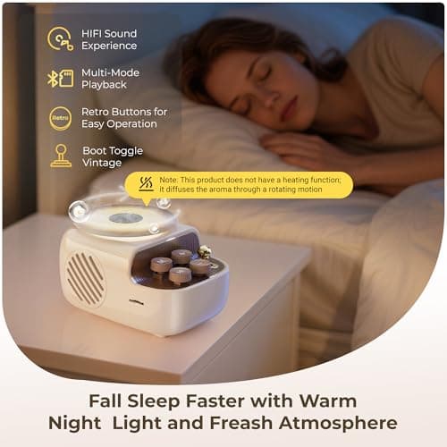 Speakers Bluetooth Wireless, 3 in 1 Protable Cute Speakers with Aromatic tray, Vintage Record Player Look, Adjustable Ambient Lights for Home Office Decor, Gifts for Mother, Girlfriend, Men (Beige) - Thumbnail 3