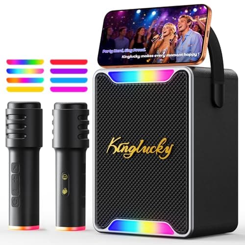 Portable Karaoke Machine for Kids Adults, Singing Machine Karaoke with 2 Wireless Microphones for Home Outdoor, Bluetooth 6.0, Voice Changer LED Lights Party Entertainment, Gift for Women Men Kids - Image 1