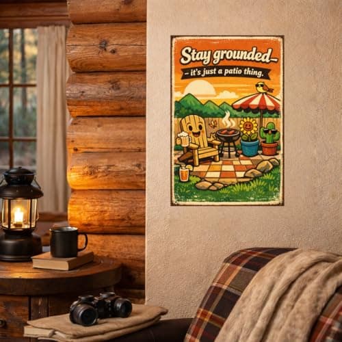 Stay Grounded Its Just A Patio Thing Vintage Metal Tin Sign Funny Outdoor Wall Decor Summer Backyard Grill Garden Humor Art Plaque For Patio Bar Pool Fence Man Cave Gift 8x12 Inch - Thumbnail 4